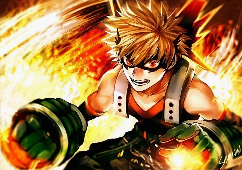 Katsuki Bakugo bùng nổ sức mạnh với ngọn lửa rực cháy trên tay