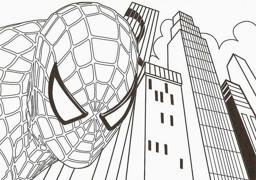 Khung cảnh tranh to màu người nhện và những tòa nhà