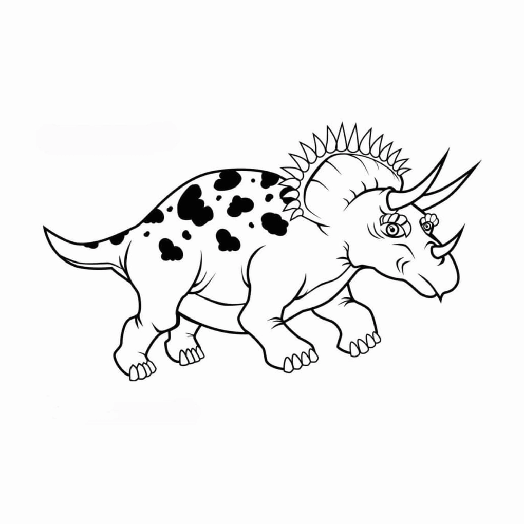 Khủng long ba sừng lớn chờ bé khám phá và tô màu