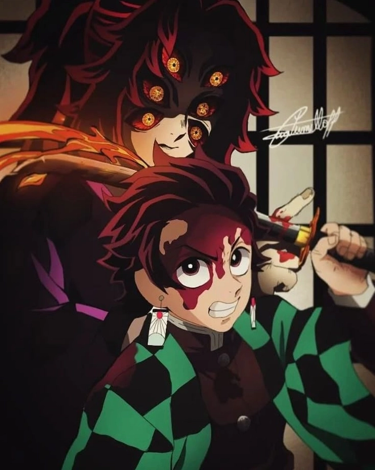 Kokushibou x tanjiro khi quỷ đối đầu với hậu duệ yoriichi