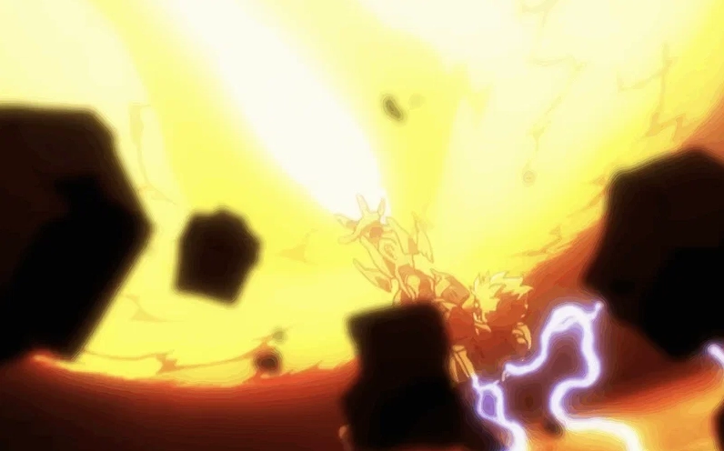 Luồng hỏa lực cực mạnh phun ra từ tay Genos