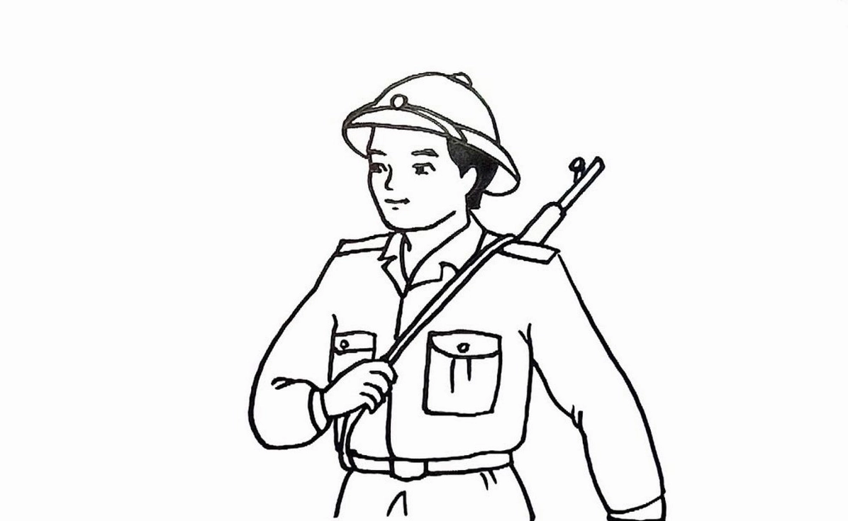 Mẫu tô màu quần áo chú bộ đội số 6 sinh động