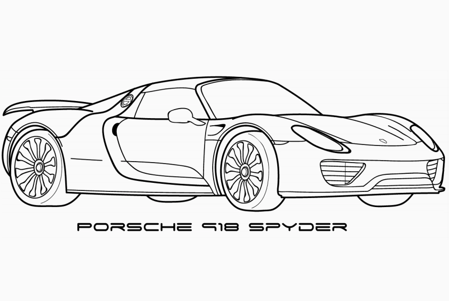 Mẫu tô màu siêu xe porsche 918 spyder hiện đại