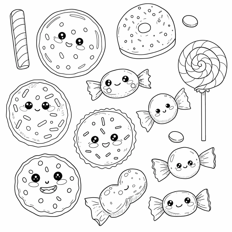 Mẫu tranh tô màu bánh kẹo cute hấp dẫn bé ngay từ cái nhìn đầu tiên