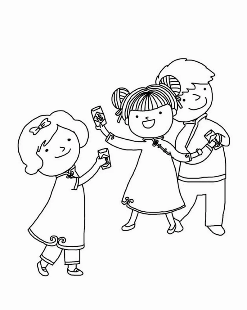 Mẫu tranh tô màu bao lì xì họa tiết số 13