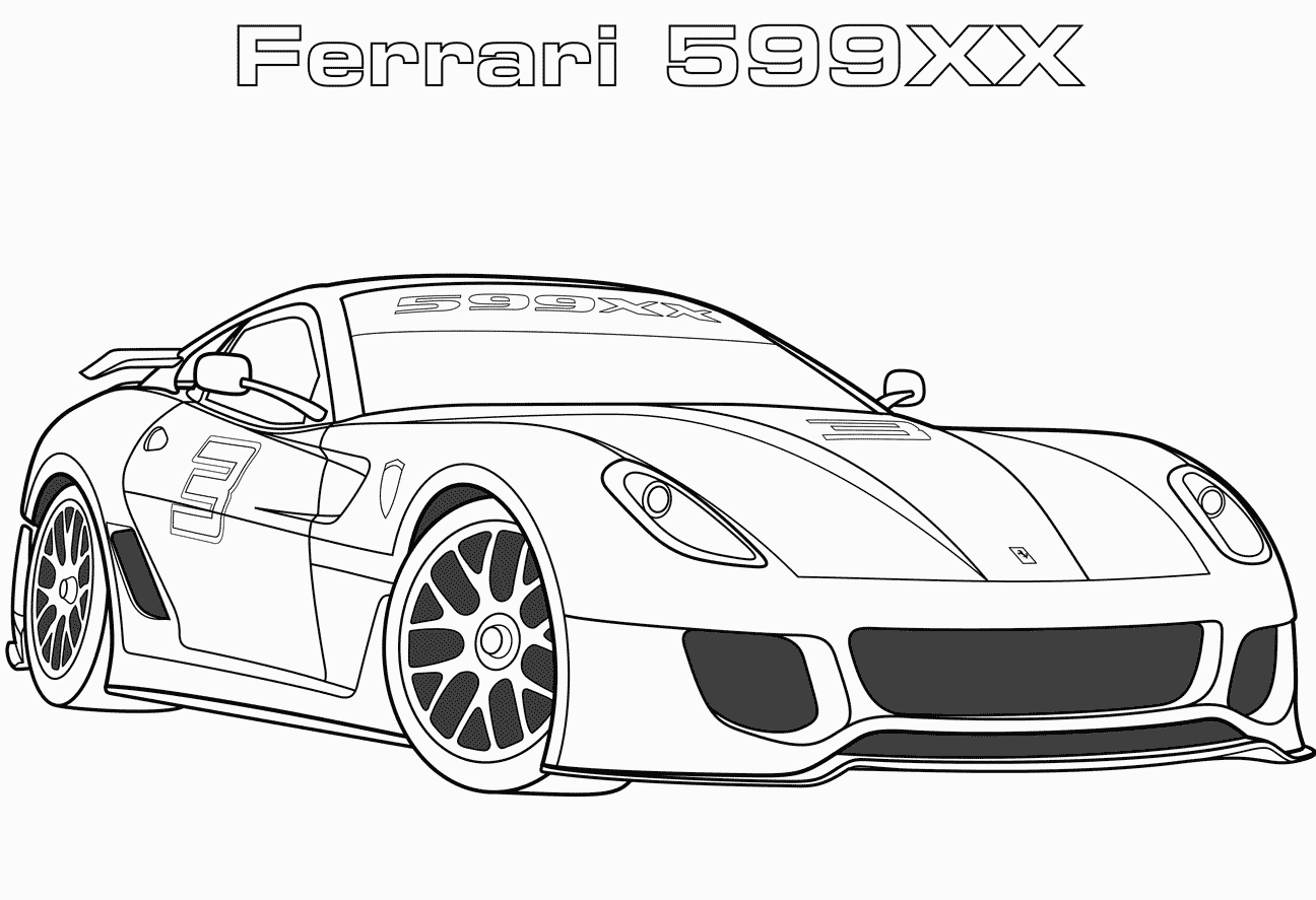 Mẫu tranh tô màu siêu xe ferrari 599xx mạnh mẽ