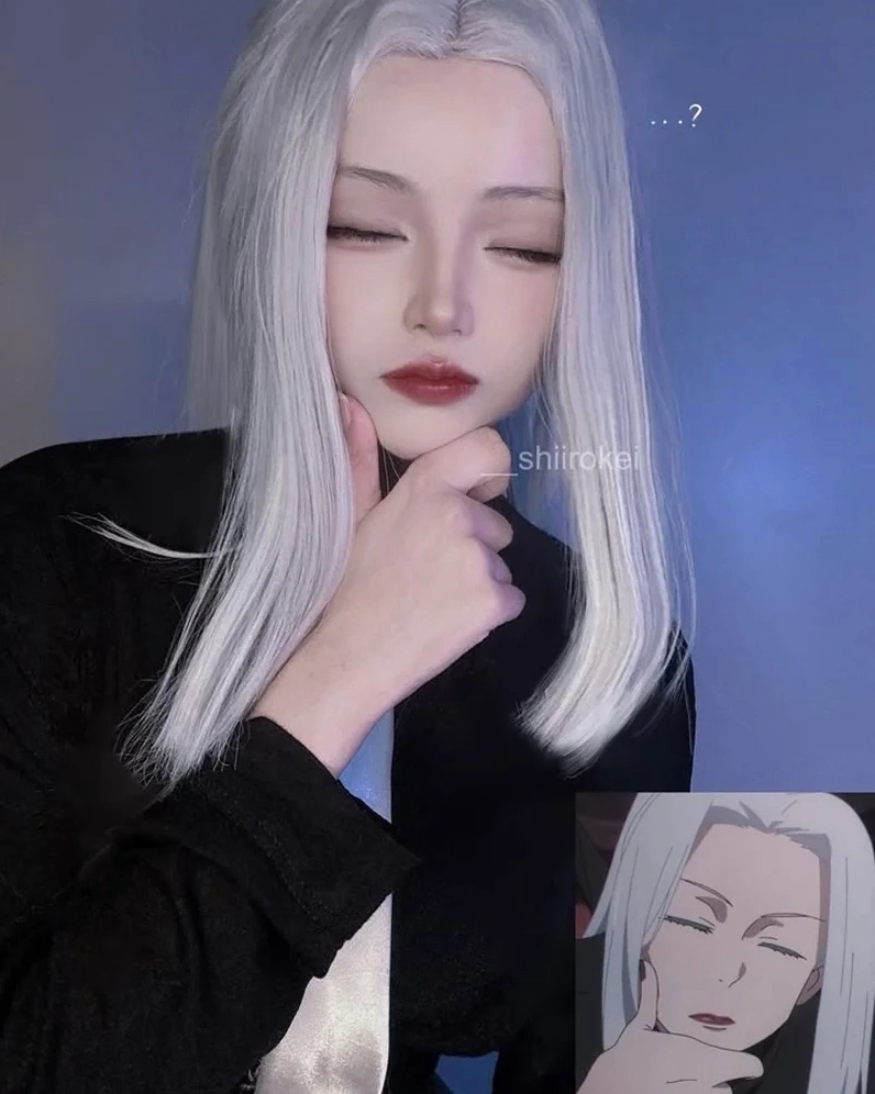 Mei Mei JJK cosplay nổi bật với mái tóc bạc tết bím quyến rũ