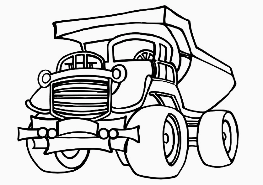 Một chiếc xe tải đồ chơi khác với những chi tiết đơn giản cho bé dễ dàng tô màu