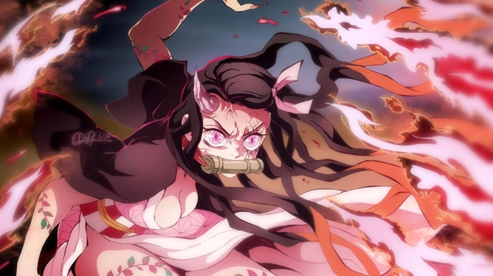 Nezuko demon form hình ảnh quỷ hóa đầy sức mạnh và đáng sợ