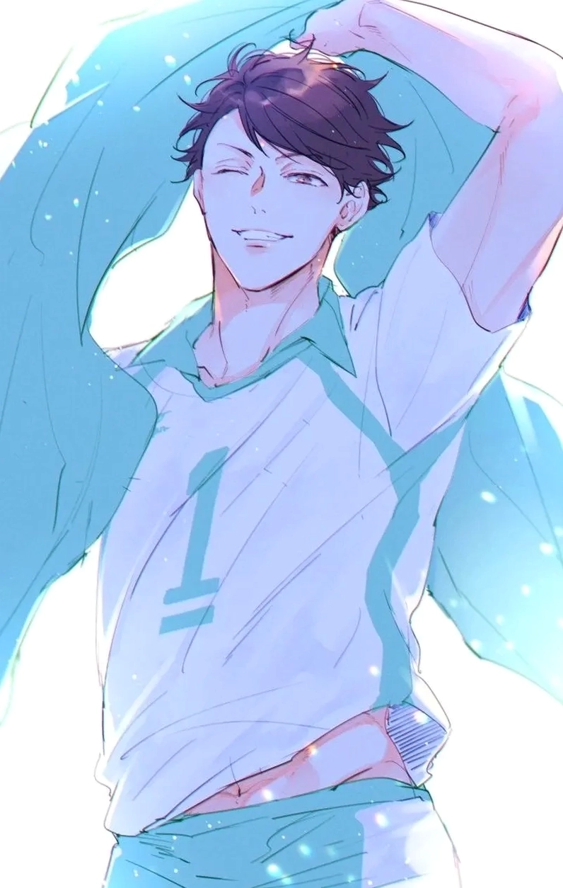 Oikawa Tooru nổi bật với phong thái tự tin và ánh mắt sắc sảo