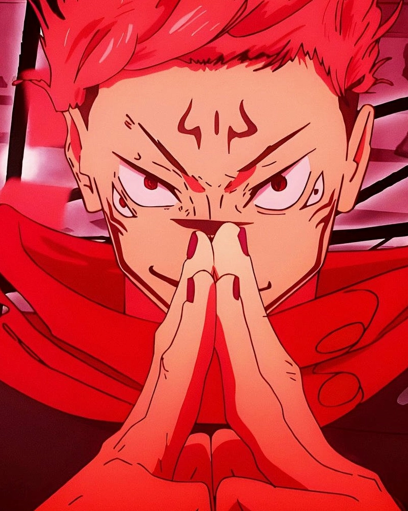 Sukuna kết ấn bành trướng lãnh địa trên nền màu đỏ rực