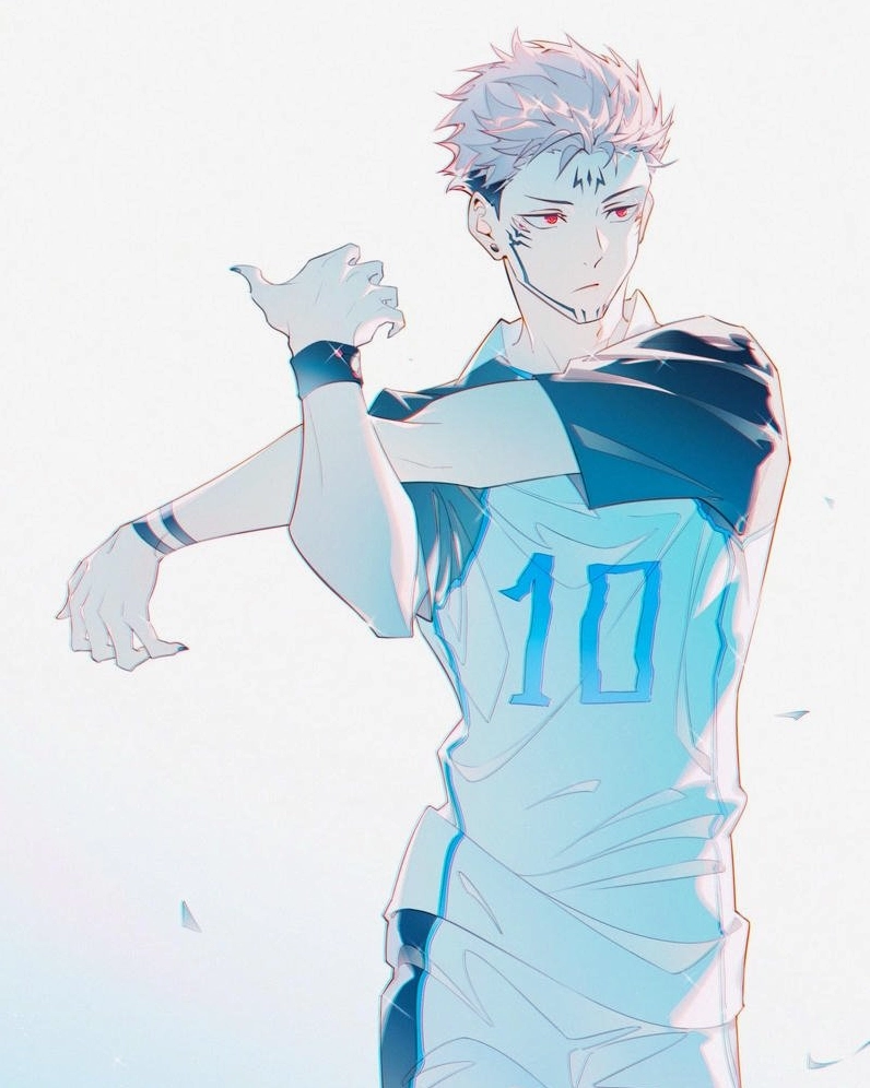 Sukuna mặc áo thun trắng vươn vai thư giãn vô cùng thoải mái