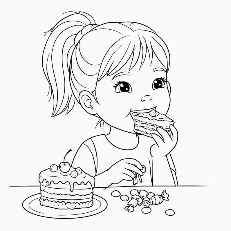 Tải và in hình tô màu bánh sinh nhật siêu dễ cho bé tập tô nét cơ bản