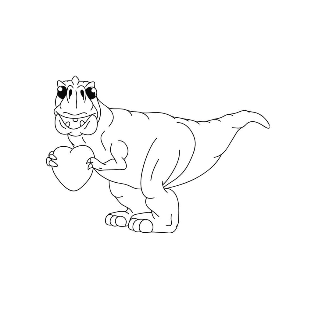 Tình yêu thương qua bức tranh khủng long cầm trái tim