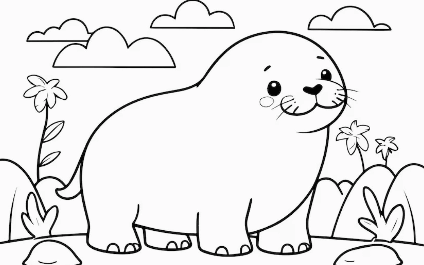 tô màu Chú hải cẩu dễ thương đáng yêu