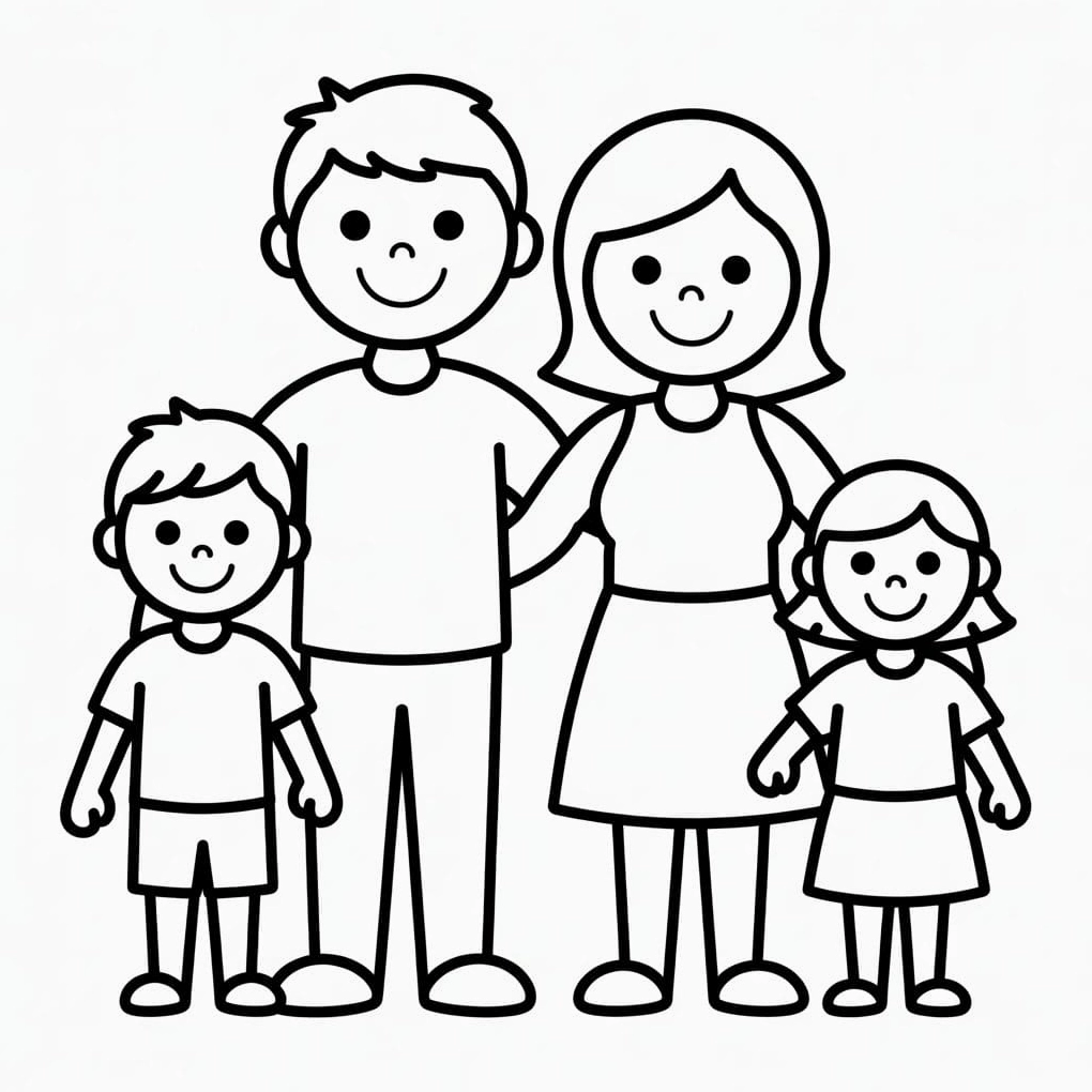 tô màu gia đình 3 người dễ thương