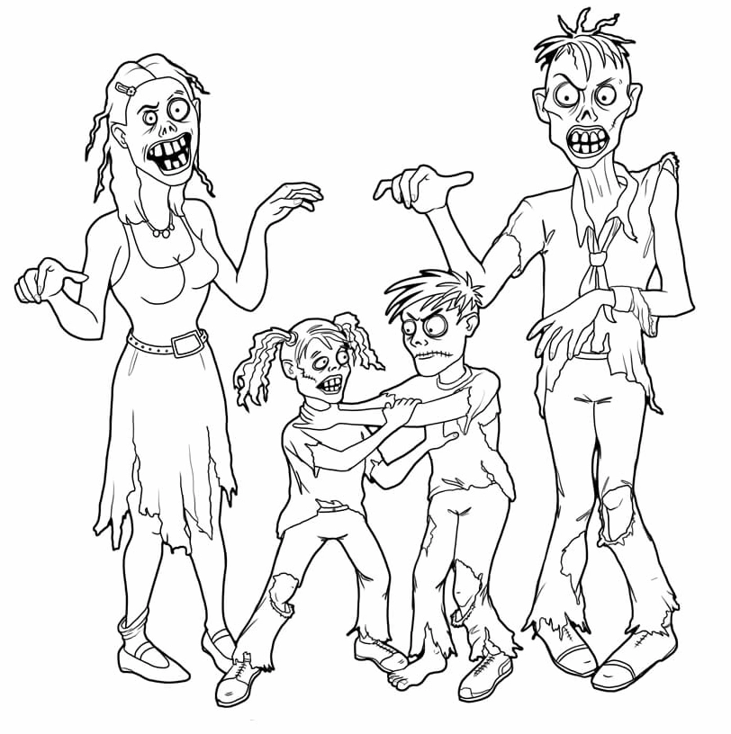 tô màu gia đình 3 người halloween