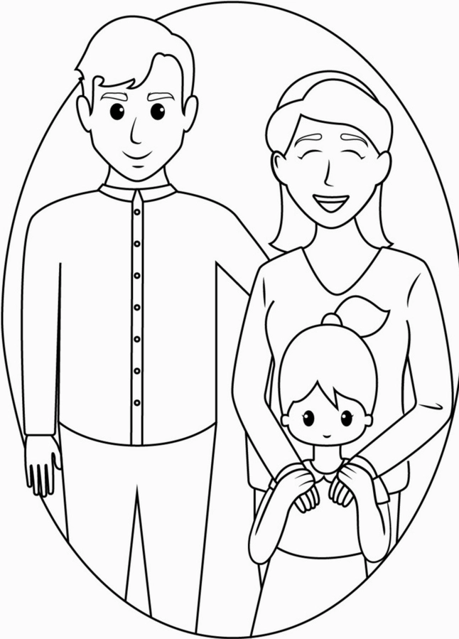 tô màu gia đình 3 người ngộ nghĩnh