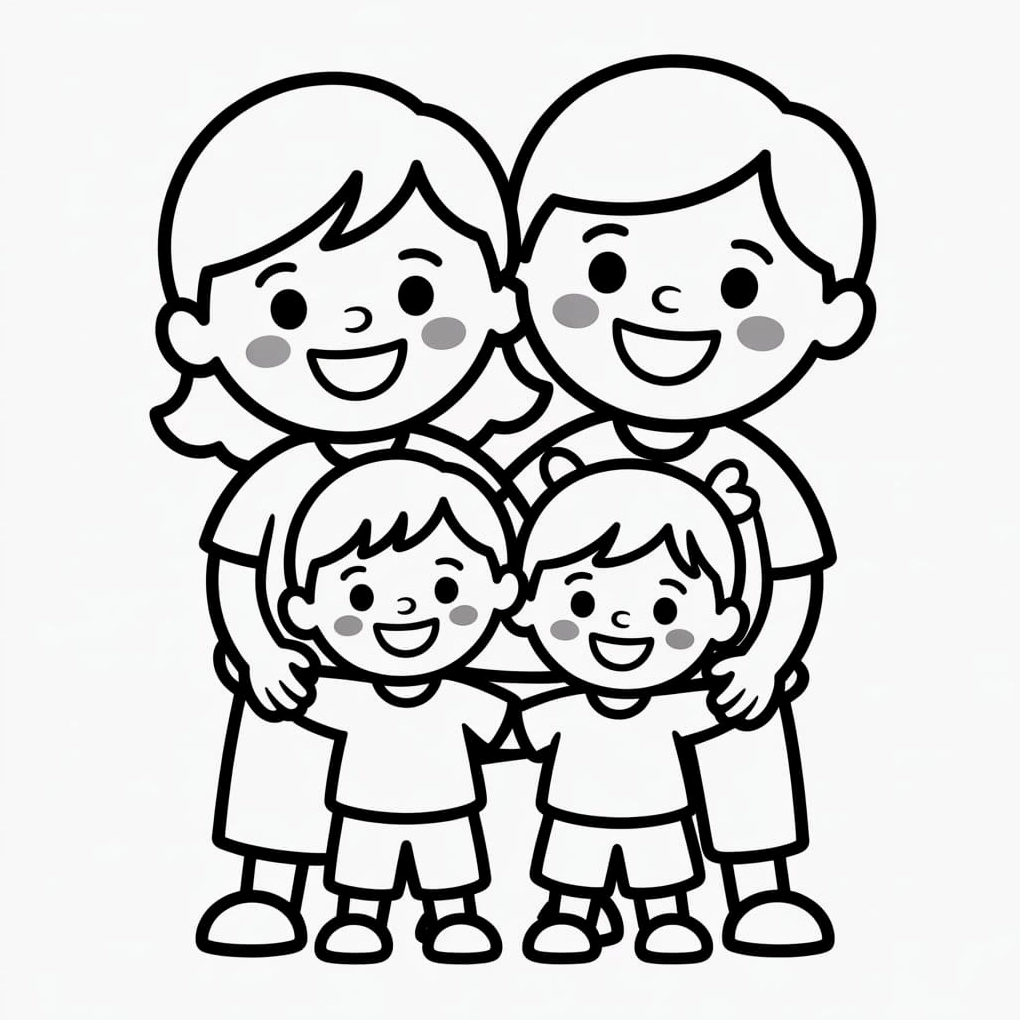 tô màu gia đình 3 người rạng rỡ