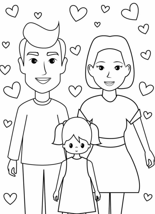 tô màu gia đình 3 người vui vẻ