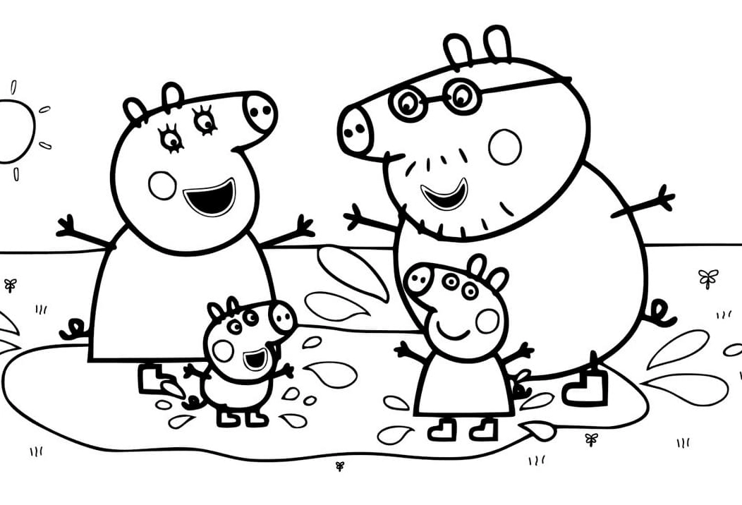 Tô màu gia đình heo peppa vui vẻ