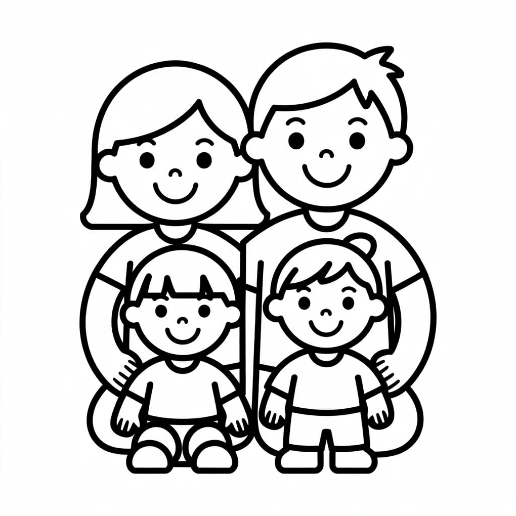 tô màu Gia Đình Nhỏ Dễ Thương