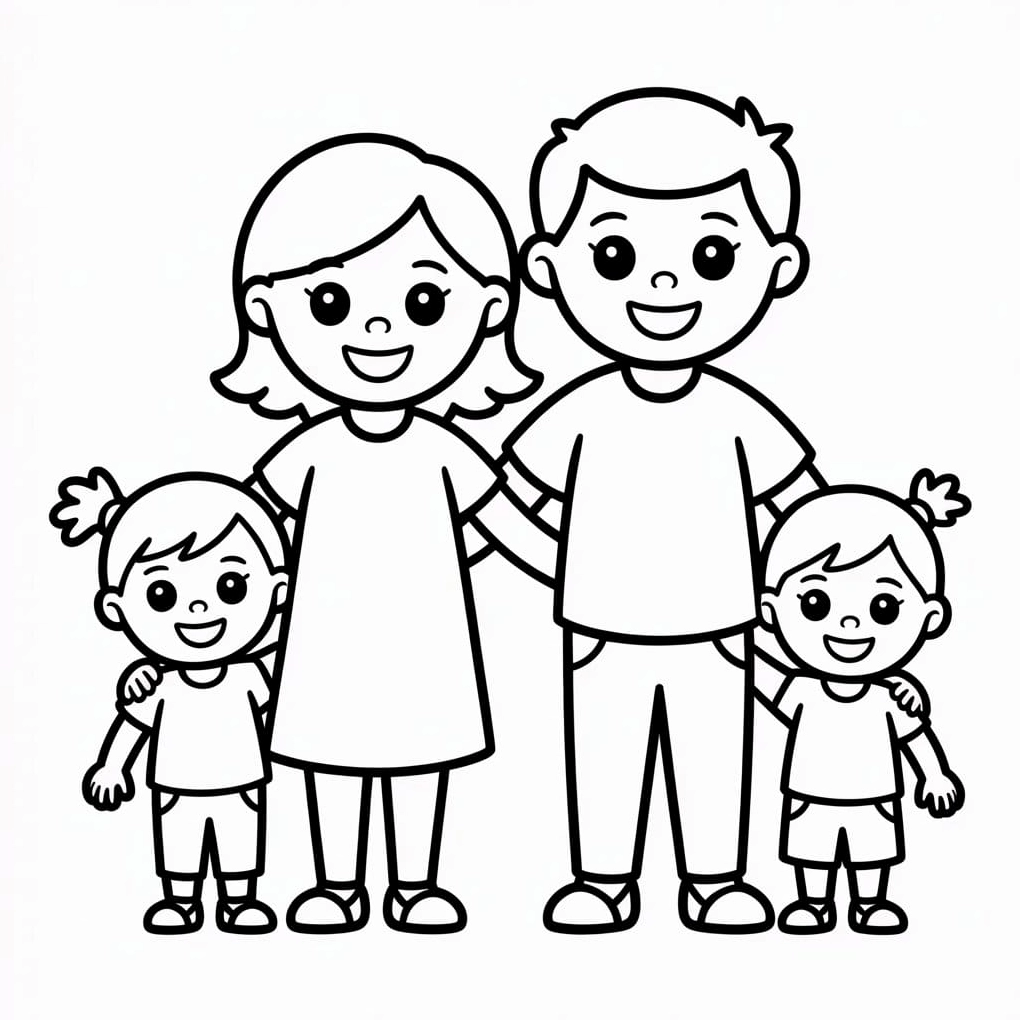 tô màu Gia Đình Vui Vẻ Hạnh Phúc