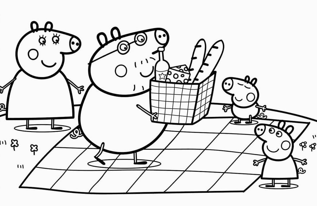 Tô màu heo peppa đi dã ngoại