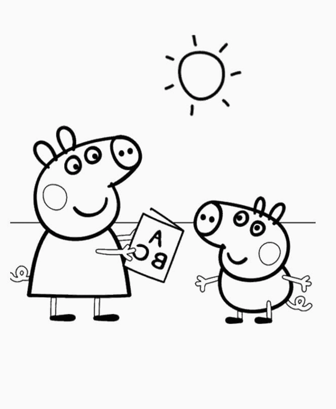 Tô màu heo peppa học bài