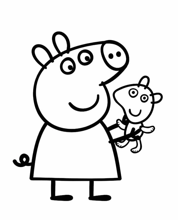 Tô màu heo peppa và gấu bông