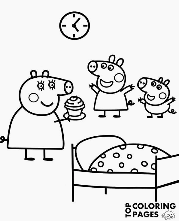 Tô màu heo peppa và mẹ