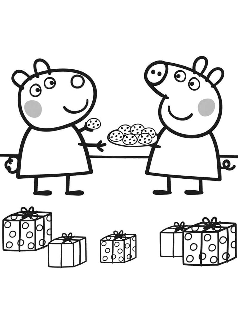 Tô màu heo peppa và quà sinh nhật