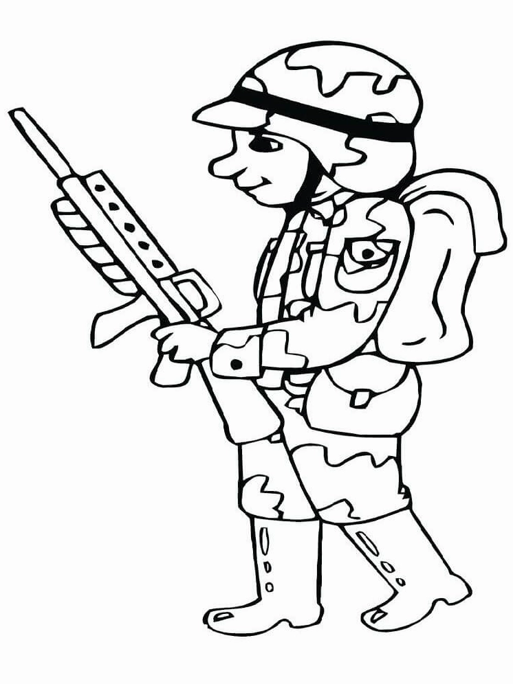 Tô màu quần áo chú bộ đội vui vẻ cười tươi