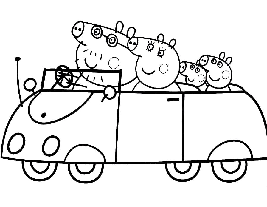 Tô màu tranh tô màu gia đình heo peppa đi nghỉ mát vui vẻ