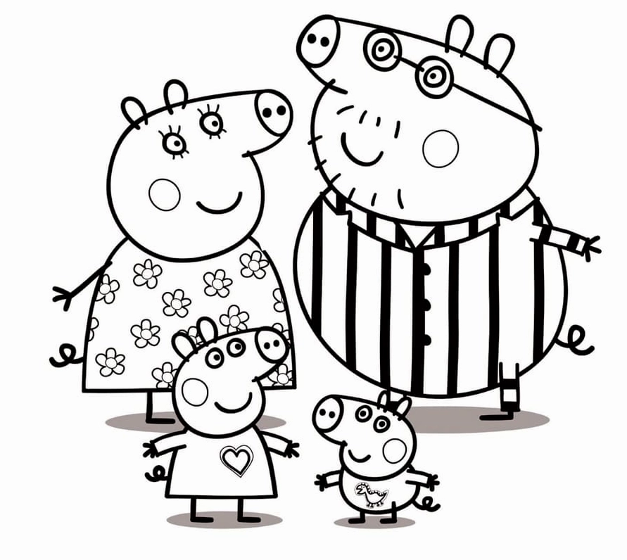Tô màu tranh tô màu gia đình heo peppa ngộ nghĩnh