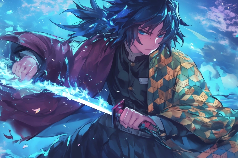 Tomioka Giyuu dũng mãnh khi đang chiến đấu