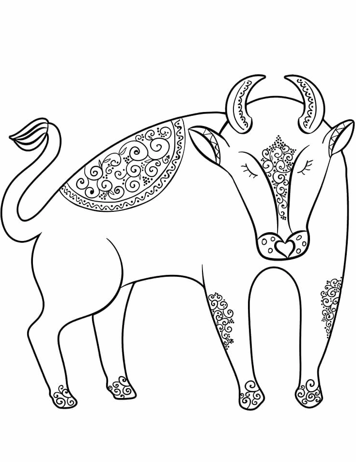 Tranh tô màu 12 cung hoàng đạo chibi cung kim ngưu hiền lành