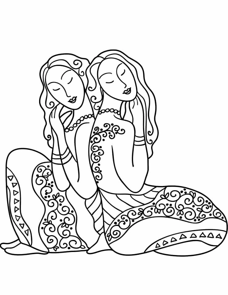 Tranh tô màu 12 cung hoàng đạo chibi cung song tử hoạt ngôn