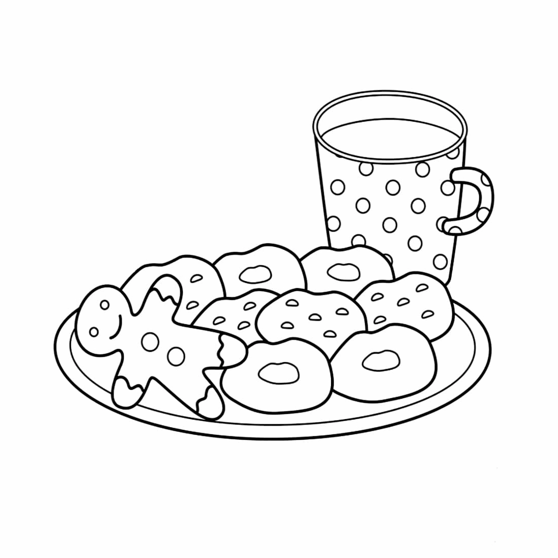 Tranh tô màu bánh kẹo và cốc trà ấm áp cho buổi chiều bình yên