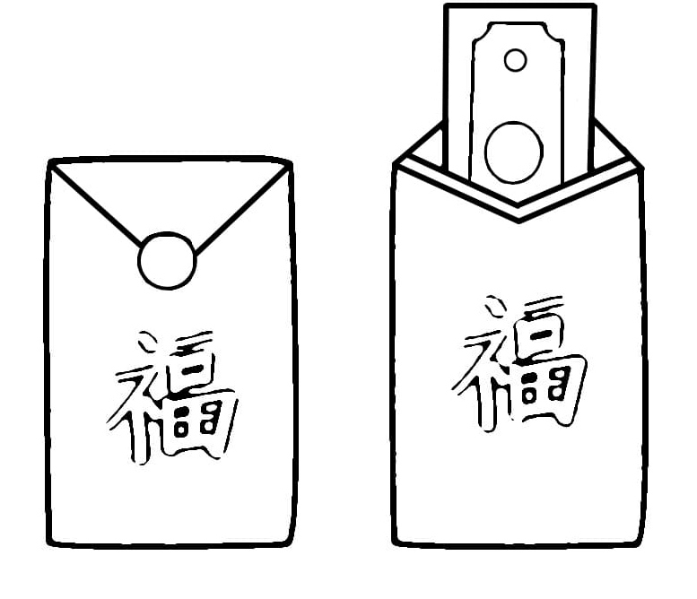 Tranh tô màu bao lì xì may mắn ngày xuân