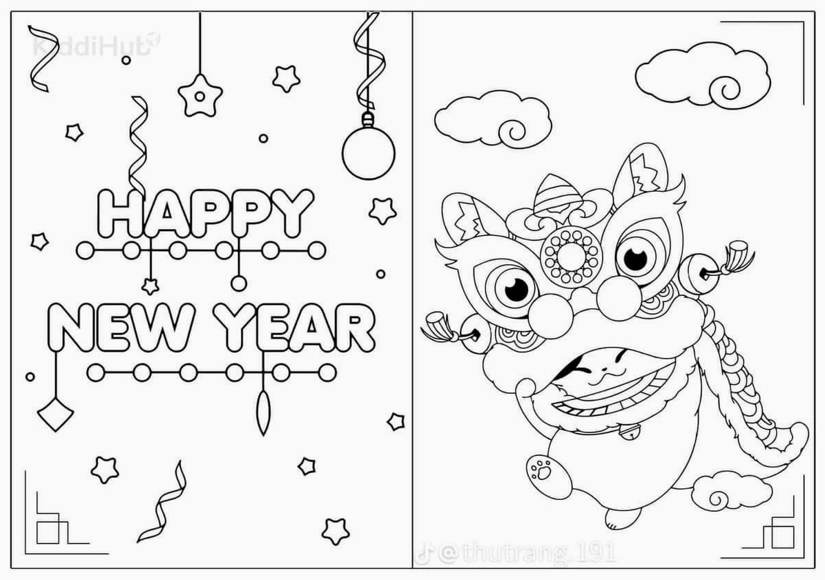 tranh tô màu bé chúc tết ông bà gắn kết tình cảm gia đình