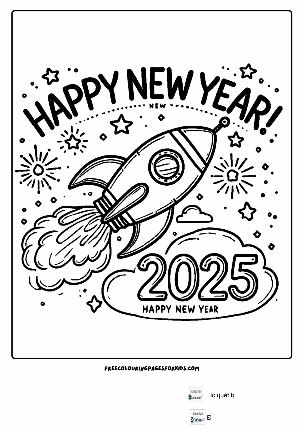 tranh tô màu bé chúc tết ông bà và cùng xem múa lân