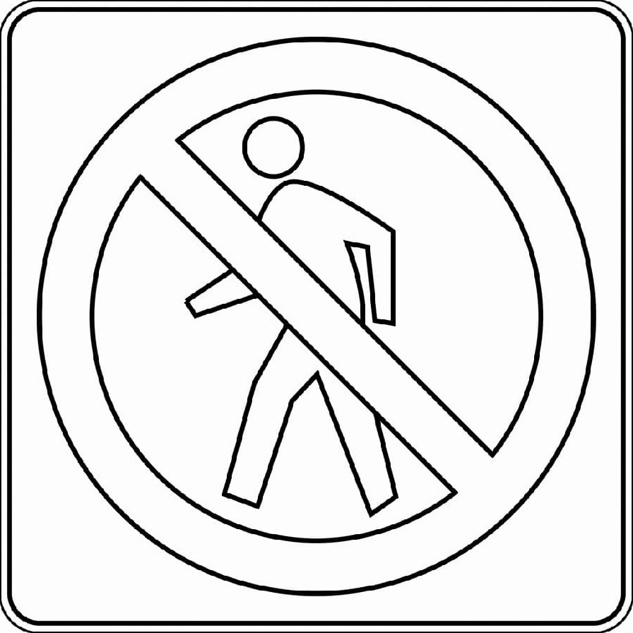 tranh tô màu biển báo cấm người đi bộ băng qua