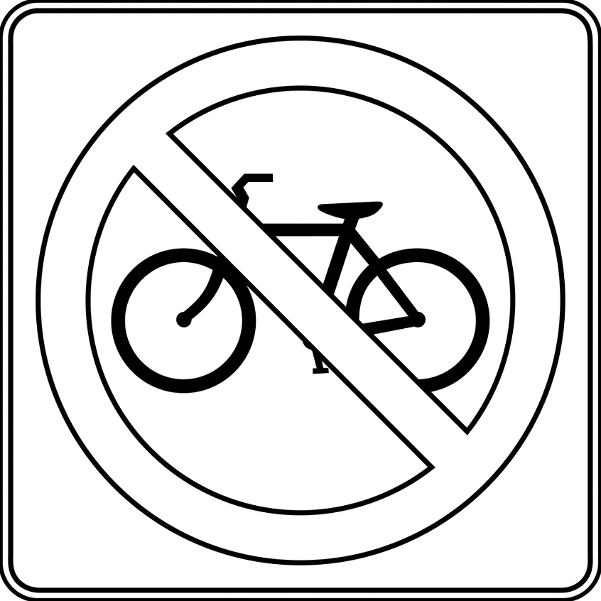 tranh tô màu biển báo cấm xe đạp