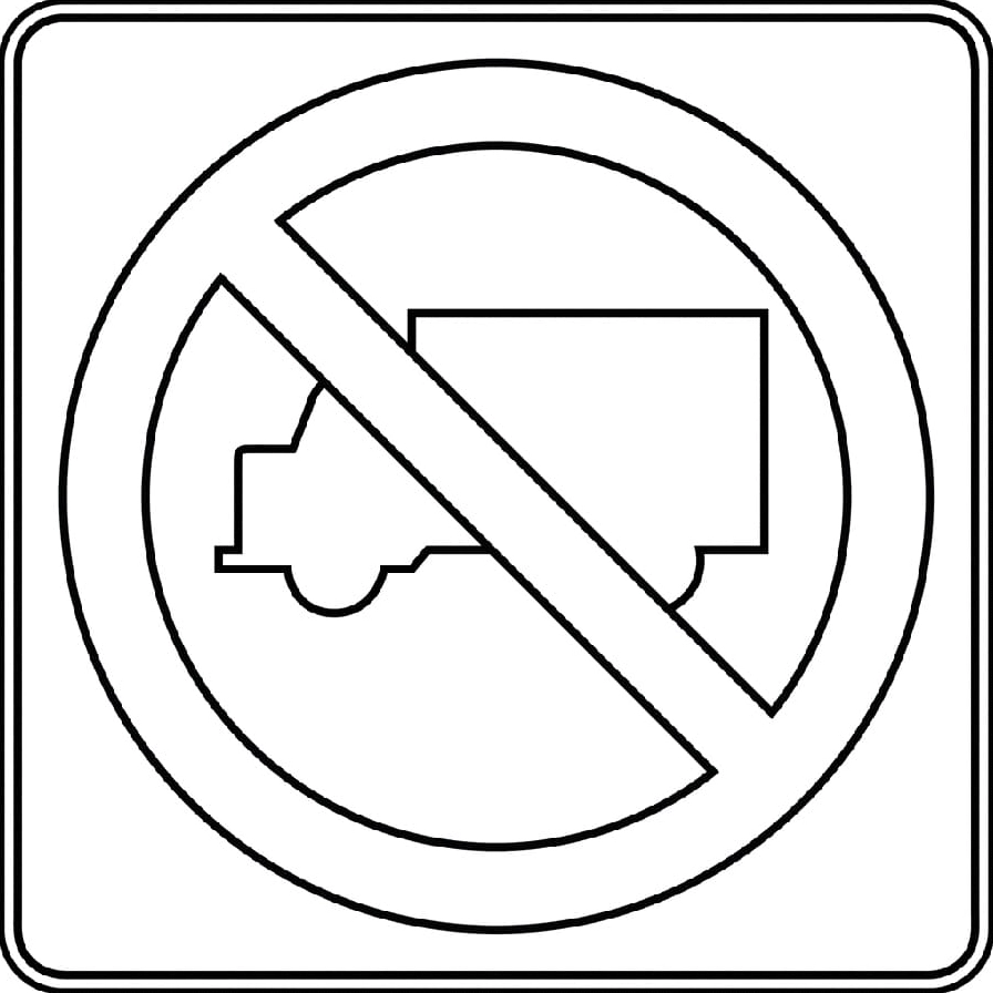 tranh tô màu biển báo cấm xe tải