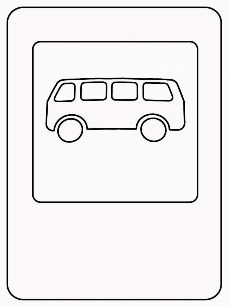 tranh tô màu biển báo dừng xe buýt