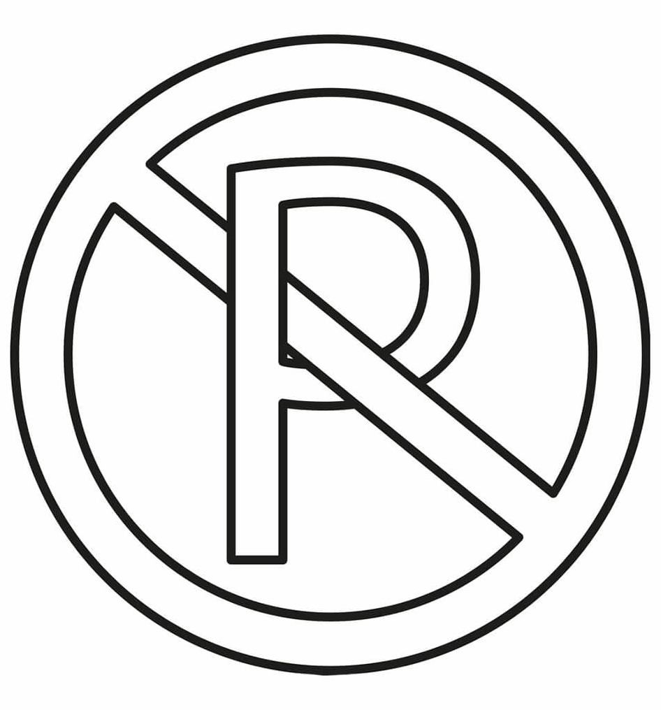 Tranh tô màu biển cấm đỗ xe trên đường phố