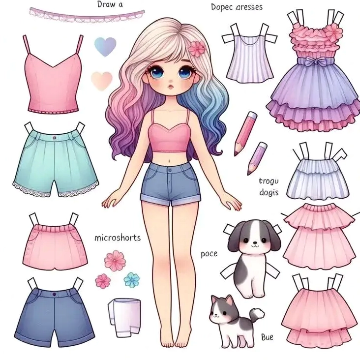 Tranh tô màu búp bê giấy chibi thay đồ giúp bé sáng tạo mỗi ngày