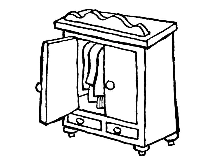 Tranh tô màu cái tủ nhỏ gọn đáng yêu