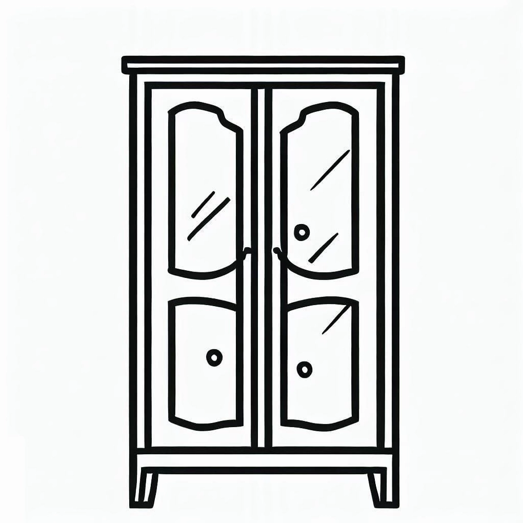 Tranh tô màu cái tủ quần áo đơn giản nhất với ít chi tiết